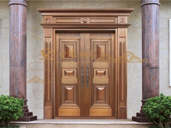 佛山銅門廠家愛(ài)唯銅藝——?jiǎng)e墅銅門對(duì)開(kāi)門經(jīng)典木紋款