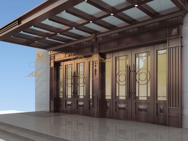 佛山別墅銅門(mén)廠家愛(ài)唯銅藝——玻璃銅門(mén)工程銅門(mén)