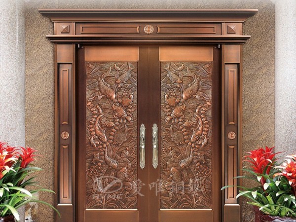 廣東別墅銅門廠家愛唯銅藝——別墅銅門“年年有余”款式